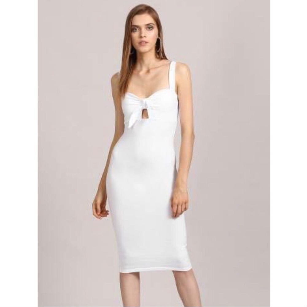 Forever 21 Mustard Bodycon Tie Front Dress